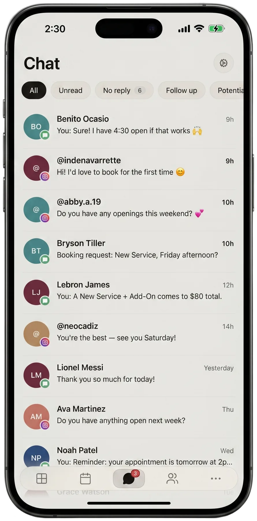 Marlo chat inbox screen