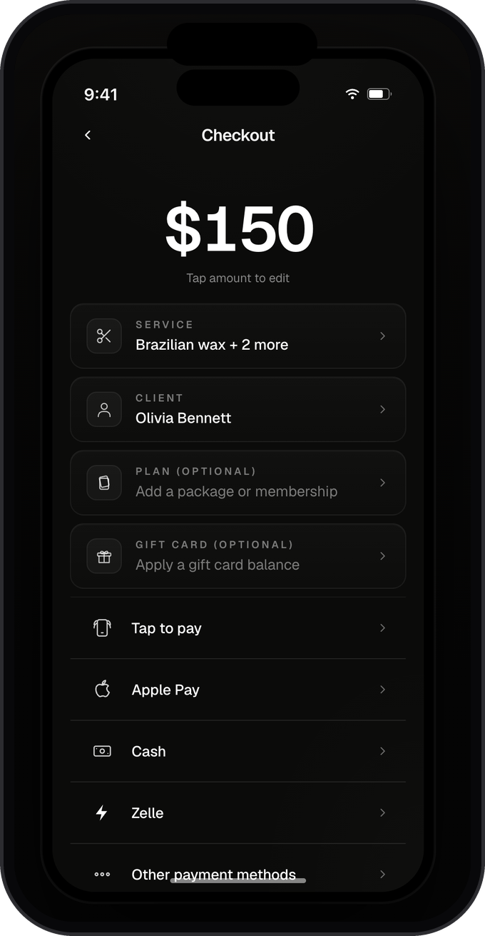 Marlo checkout screen showing a deposit and balance