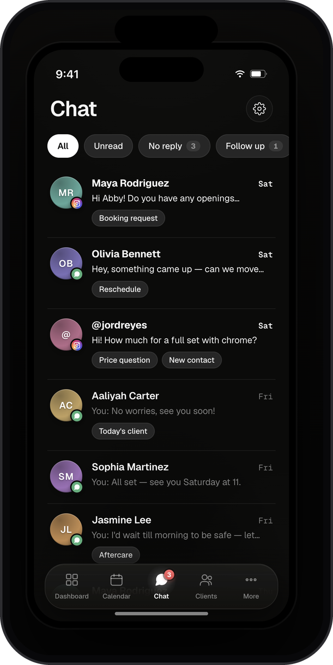 Marlo unified chat inbox with tagged client conversations